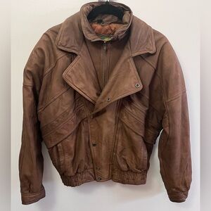 VINTAGE Global Identity Men's Classic Brown Bomber Jacket